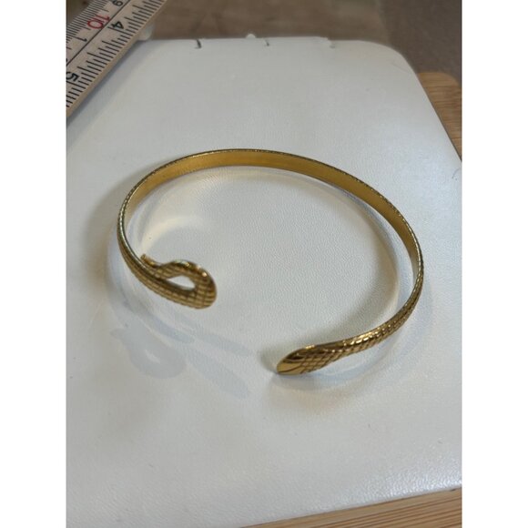 Vintage Gold Plated Snake Cuff Bracelet - Picture 8 of 9